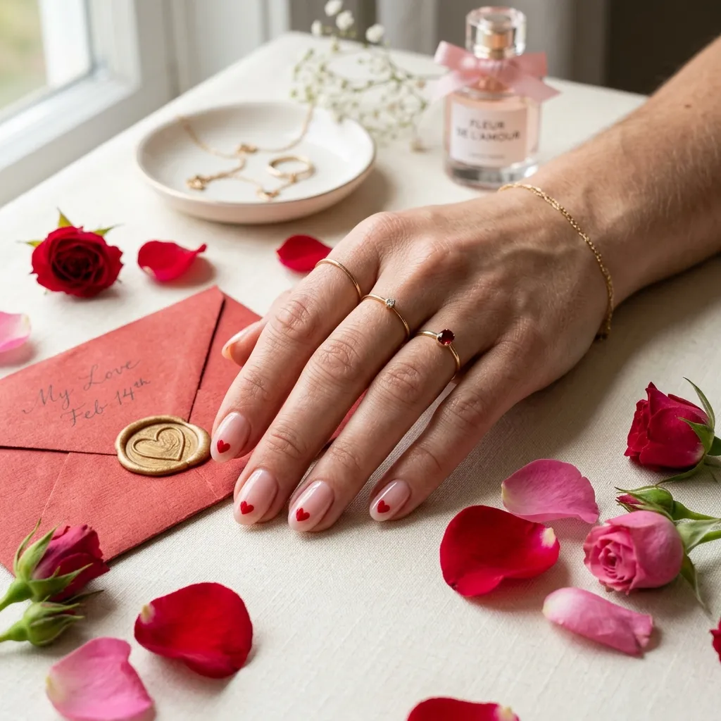 Classic Red Heart Nails