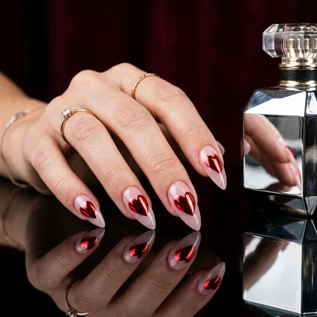 Red Chrome Heart Accent