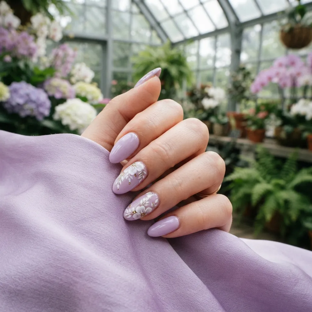 Lavender Acrylic Nail Art