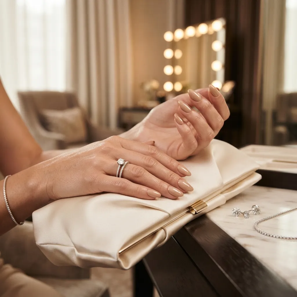 Glossy Nude Celebrity Nails