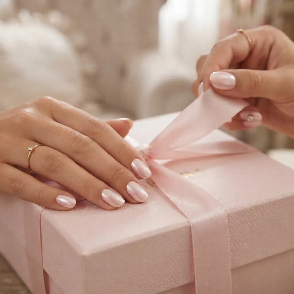 Pearly Pink Bow Nails