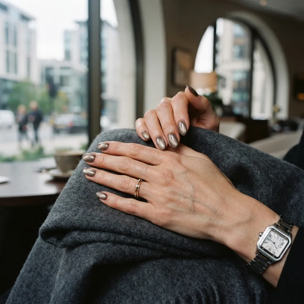 Smoky Taupe Cat Eye Nails
