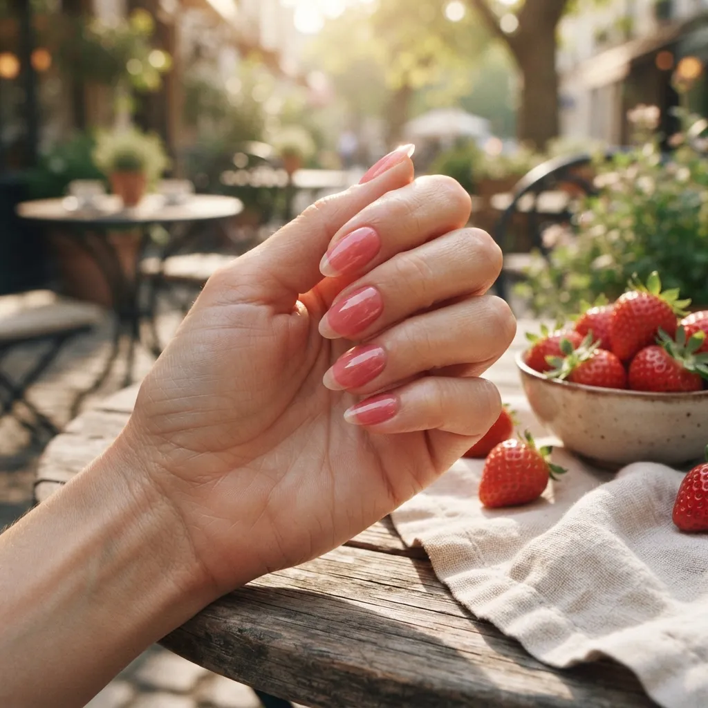 Strawberry Pink Jelly Nails